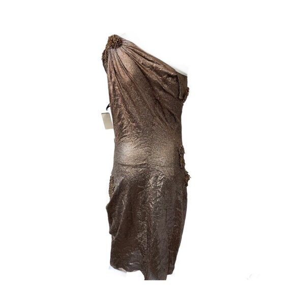 Vera Wang Collection Bronze Shimmer Beaded Silk Dress Sz 4 Runway Sample $1895 - Picture 4 of 16